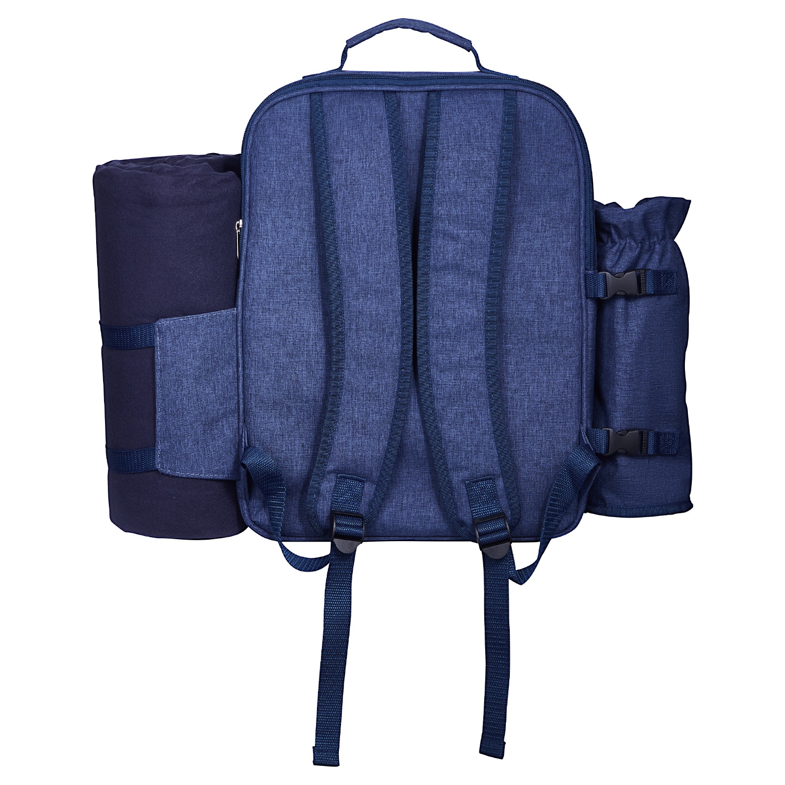 Beach Picnic Backpack Bag For 4 Person With Cooler Compartment Navy Blue_voghion.com